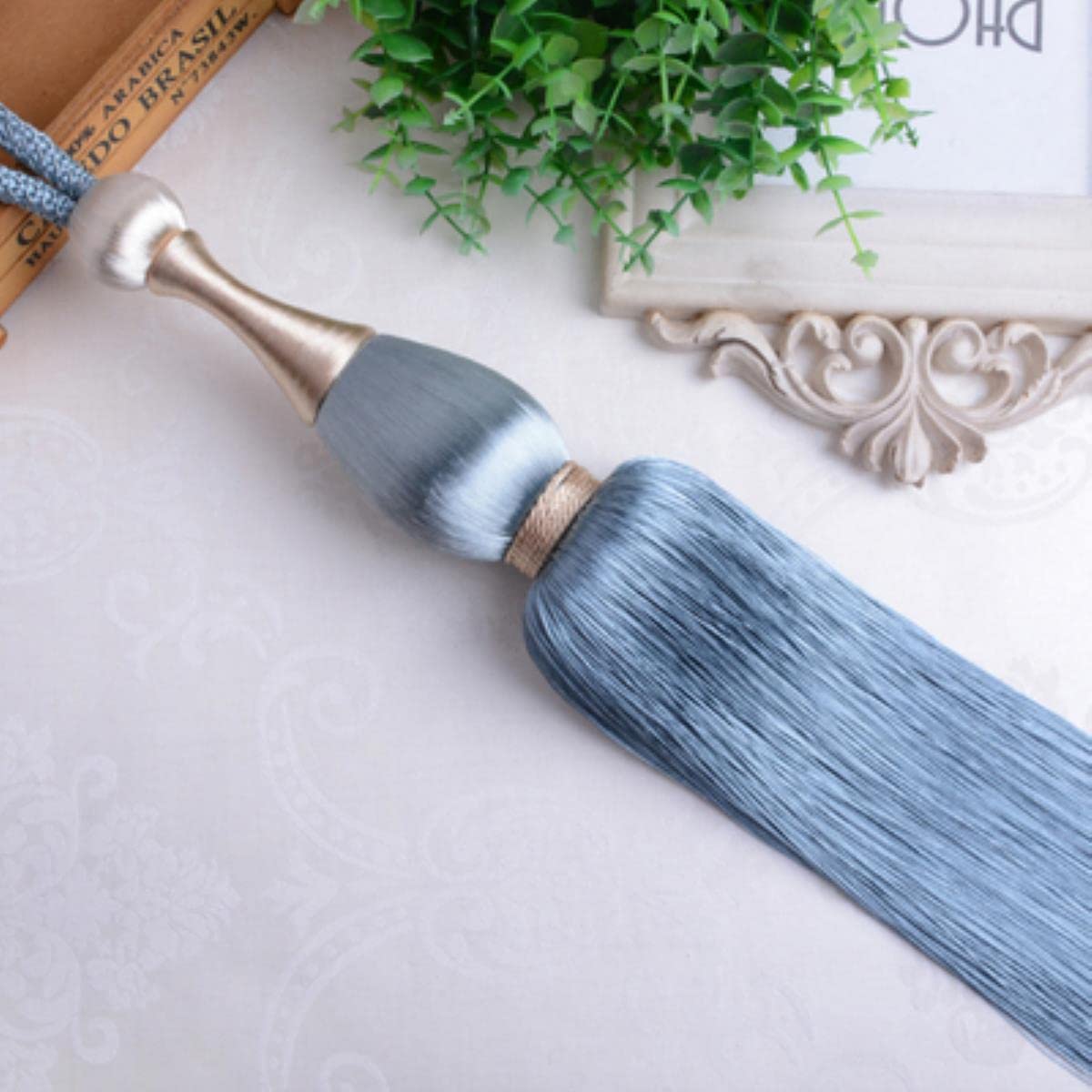2 Pcs Rideau Gland Embrasses Suspendus Lier Cordes Ceinture Boule Boucle Crochet Titulaire Rideau Accessoire Embrasse-Bleu Clair