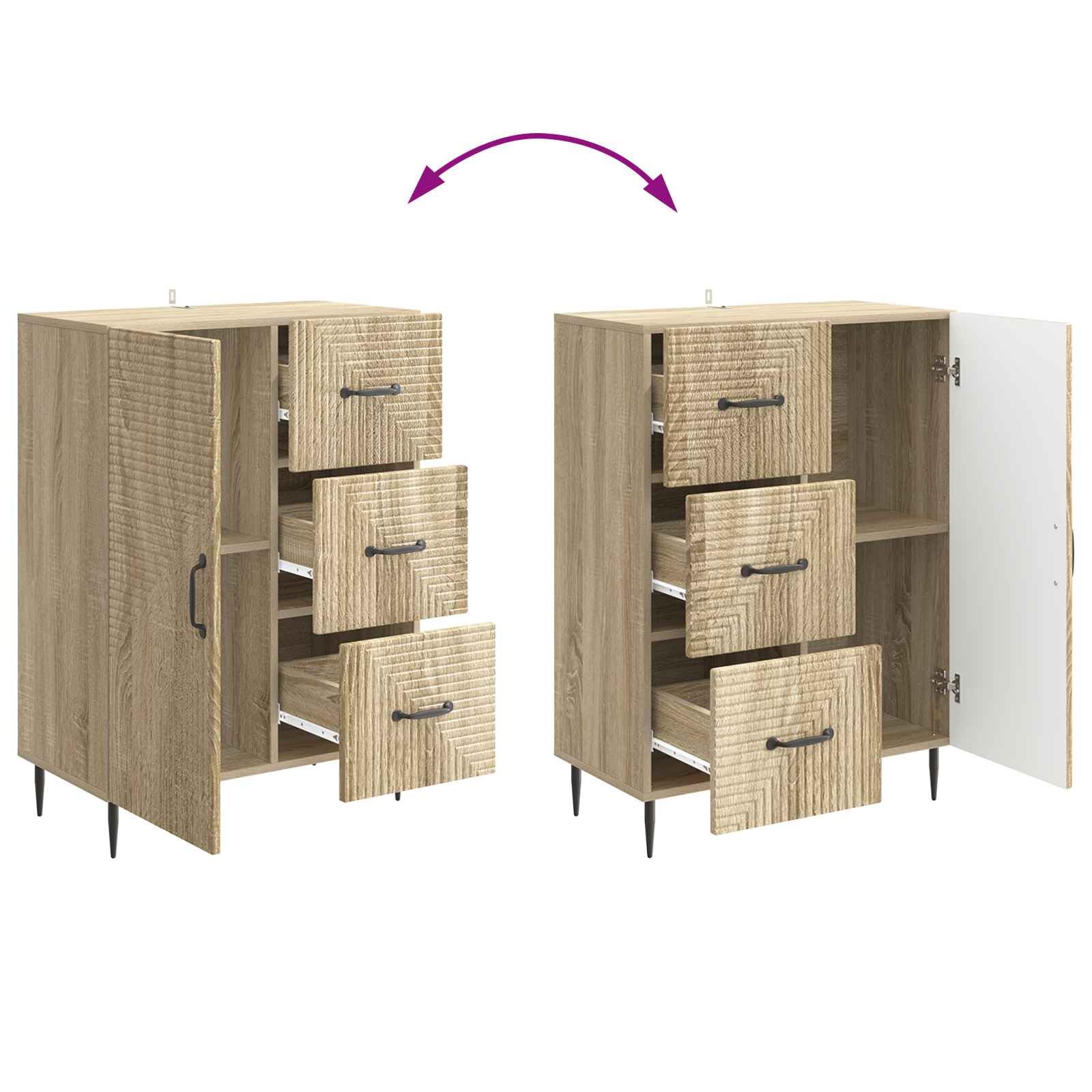 Credenza in rovere Sonoma, 66 x 34,5 x 89,5 cm, con cassetto e porta, versatile, per soggiorno, sala da pranzo, ufficio, moderna, vintage, salvaspazio