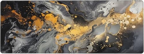 Alfombrilla de mouse para juegos de mármol, 31.5 x 11.8 pulgadas, impermeable, extendida, con base antideslizante de 0.118 pulgadas y borde cosido