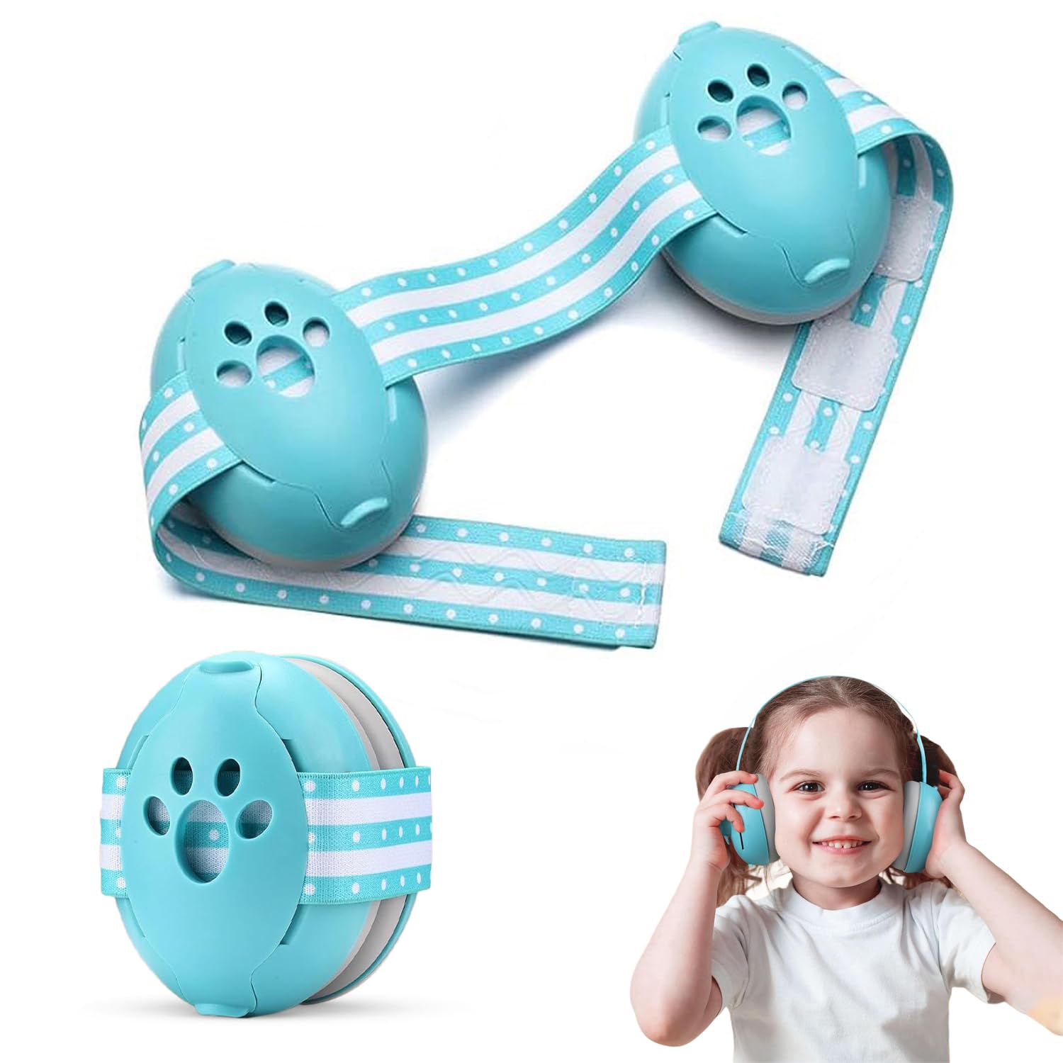 BAYBEE Ear Protection Headphones for Babies | Essential Infant Noise Reduction Ear Muffs with 25 dB Noise Cancellation & Adjustable Strap | Improves Sleep, Perfect for Travel, Concerts (Aqua Blue)
