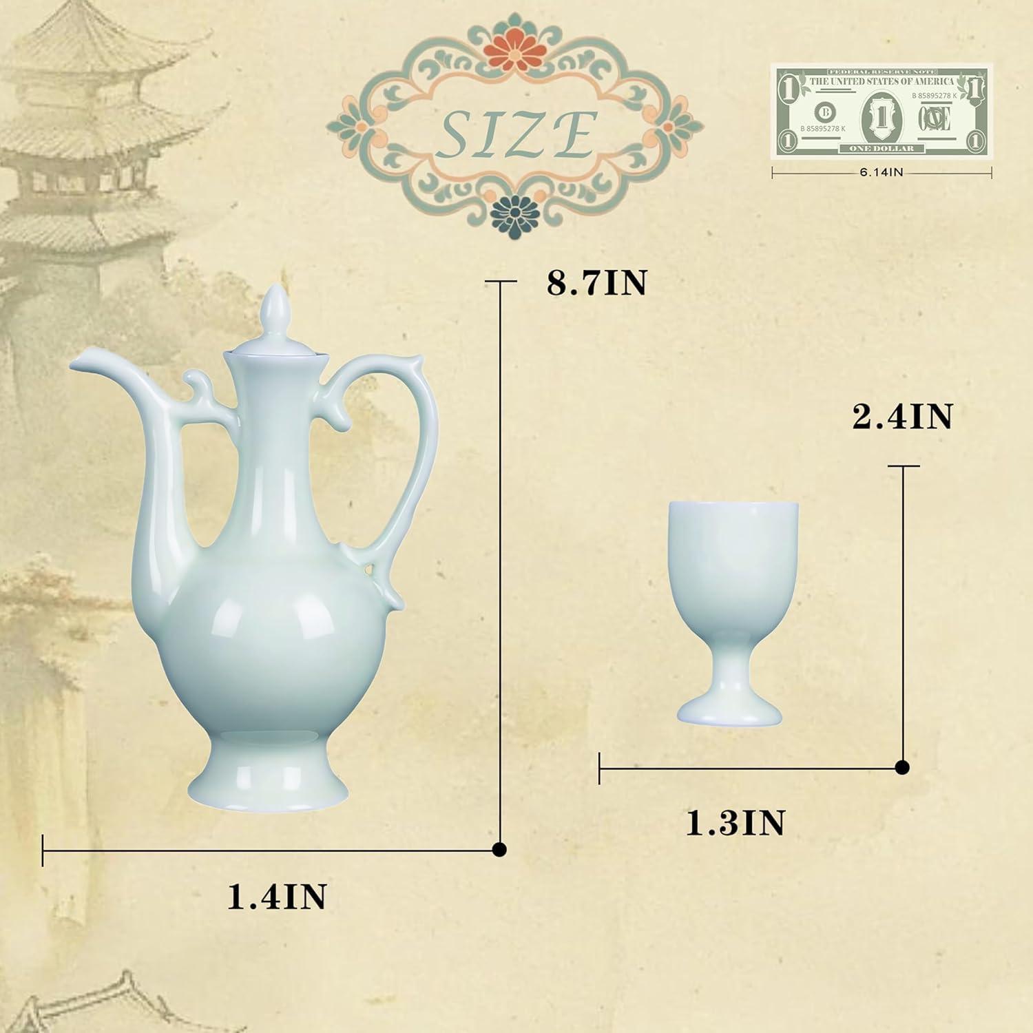 Handgefertigtes -Keramik-schnapsglas-Set – Traditionelle Chinesische Baijiu-Becher, Tragbare Weingläser Für Die Hausbar, Als Geschenk, Für Partys Und Verkostungen Blue