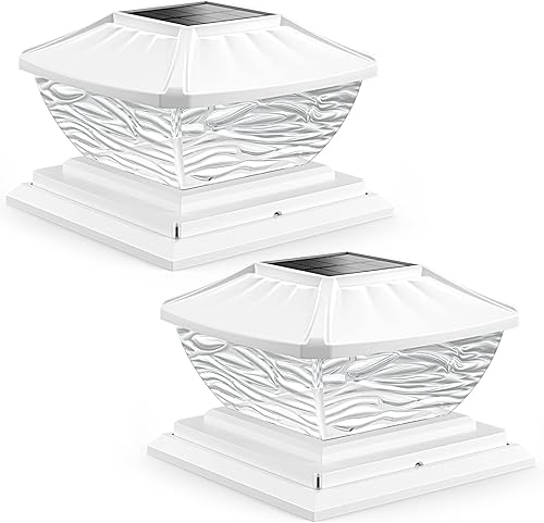 Luces solares para poste de puerta, 8 luces LED superbrillantes, funcionan con energía solar, 2 modos de color, 20 lúmenes, luces solares para