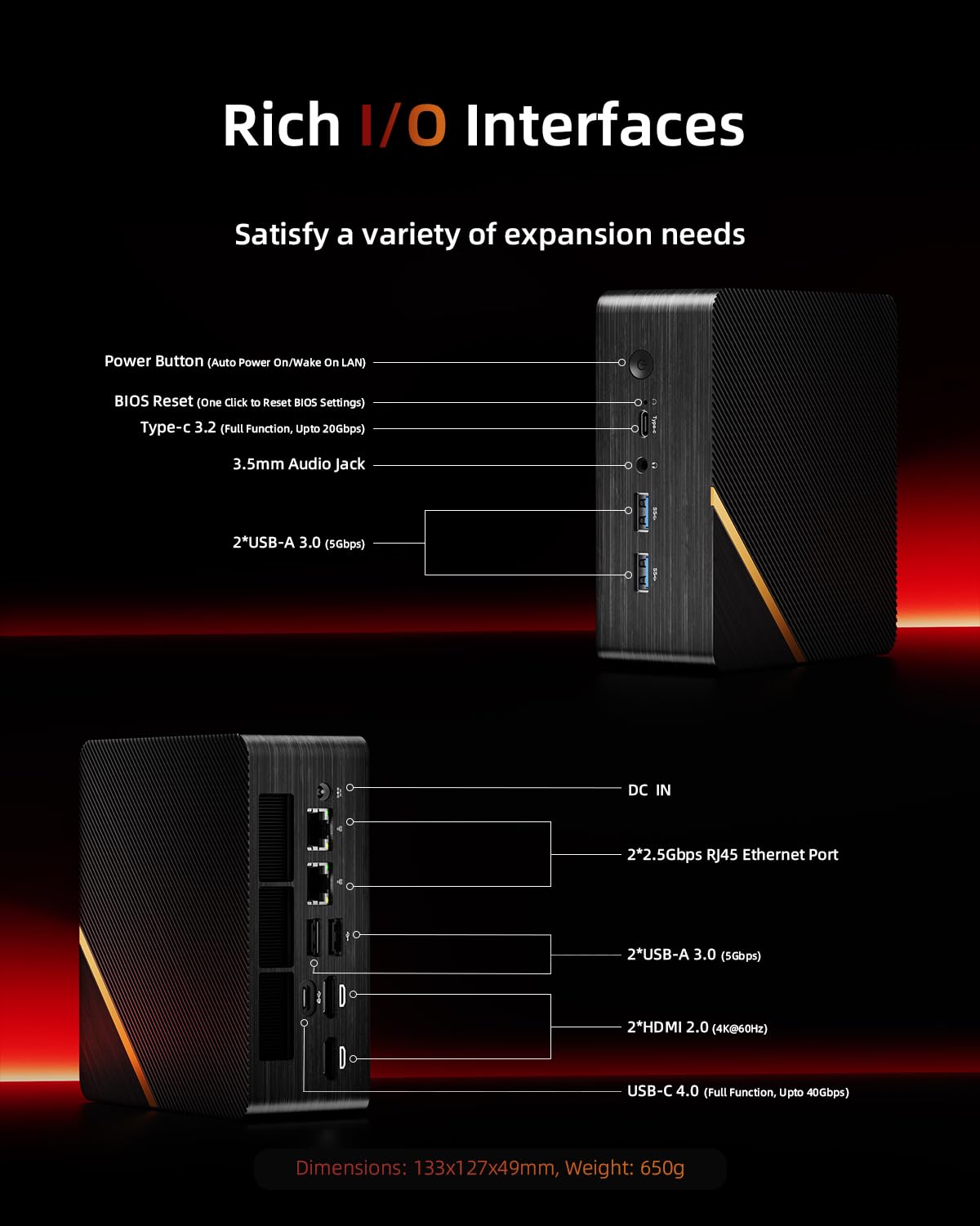Mini PC AMD Ryzen 7 8845HS (8C/16T, Upto 5.1GHz) 32GB DDR5 RAM 1TB Mini PC AMD Ryzen 7 8845HS (8C/16T, Upto 5.1GHz) 32GB DDR5 RAM 1TB