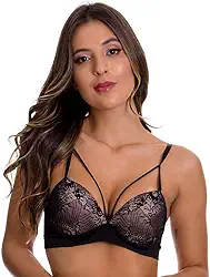 Sutiã Sensual Strappy Com Bojo em Renda e Microfibra Estilo Sedutor - DM495