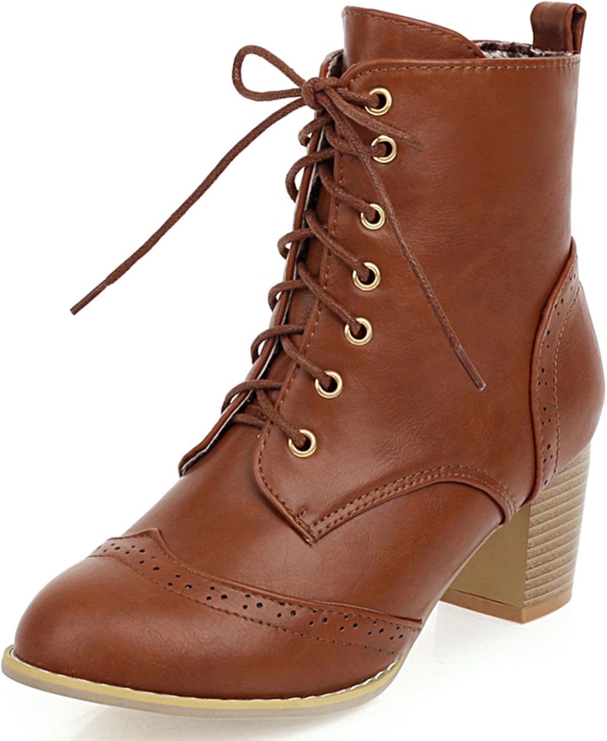 UniqueStride Women's Brogue Ankle Boots Lace Up Bootie with Chunky... - 第 22/35 張圖片