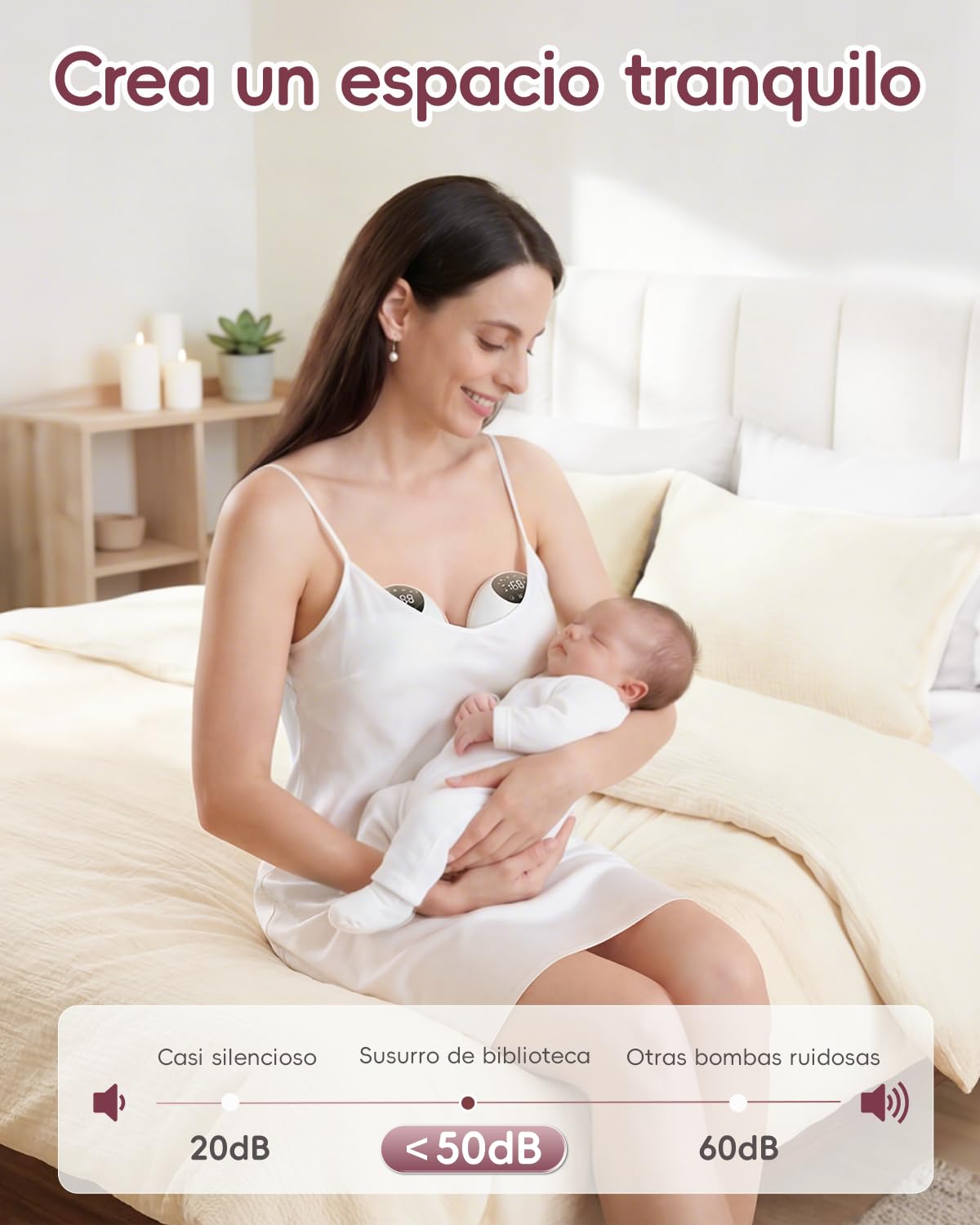 Lulia Sacaleches Electricos, Extractor de Leche Materna con 4 Modos Y 9 Niveles, 380mmHg Succion Fuerte, Discreta, Sacaleches Manos Libres Con Boquillas De 17/19/21/24 MM, Blanco, 2 Piezas
