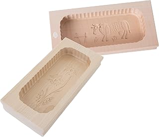 Hard Carved Wooden Rectangular Butter Mold Assorted Patterns Large 1 Pound - Buy now
