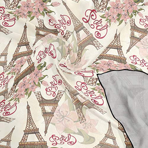 Xling Fashion Square Scarf Floral Flower Paris Eiffel Tower Pattern Lightweight Sunscreen Silk Scarves Muffler Hair Wrap Headscarf Neckerchief For Women Men #TOP3