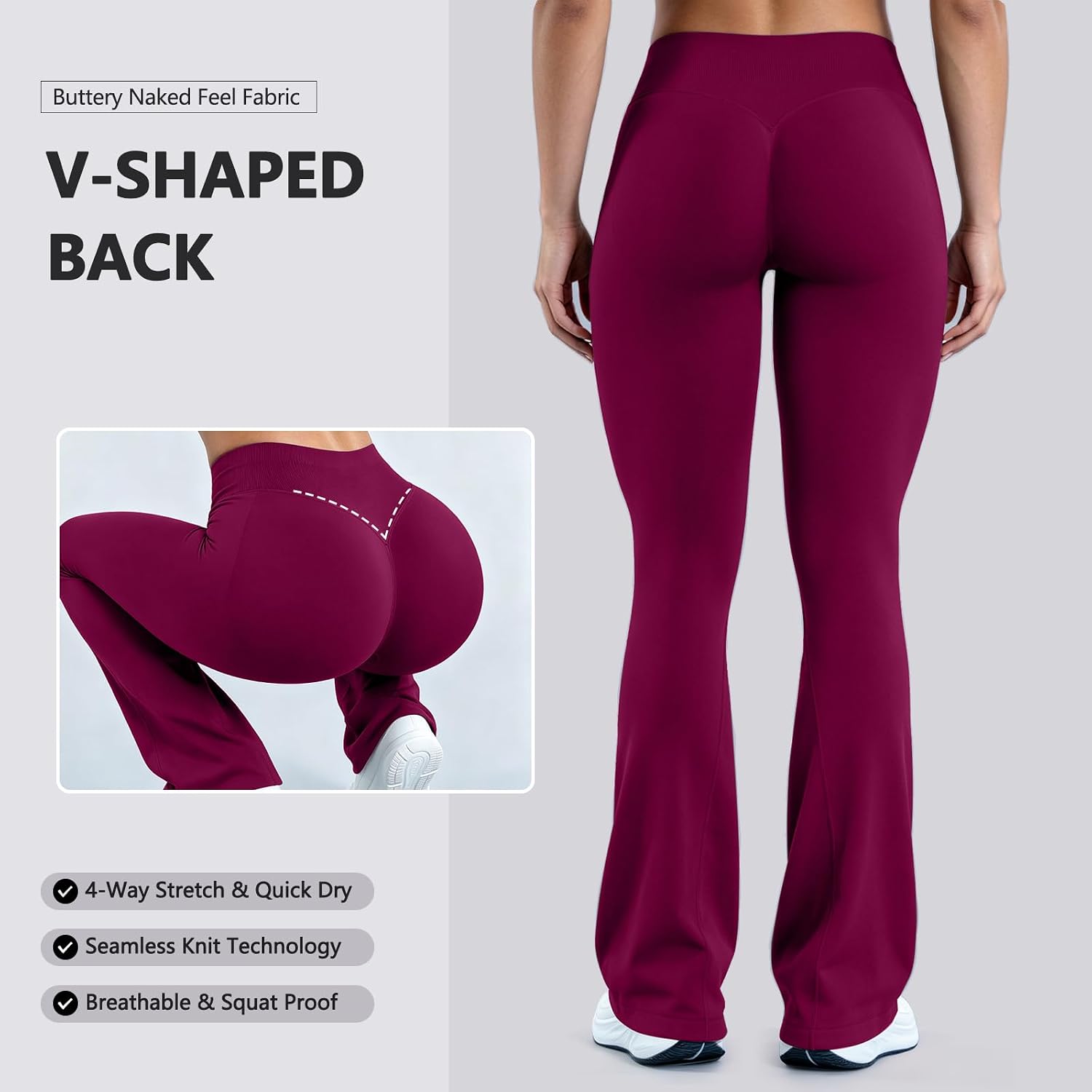 JGS996 Mini Flared Impact Leggings for Women Tummy Control Seamless Hidden Scrunch Butt Lift Workout Legging Flare Yoga Pants