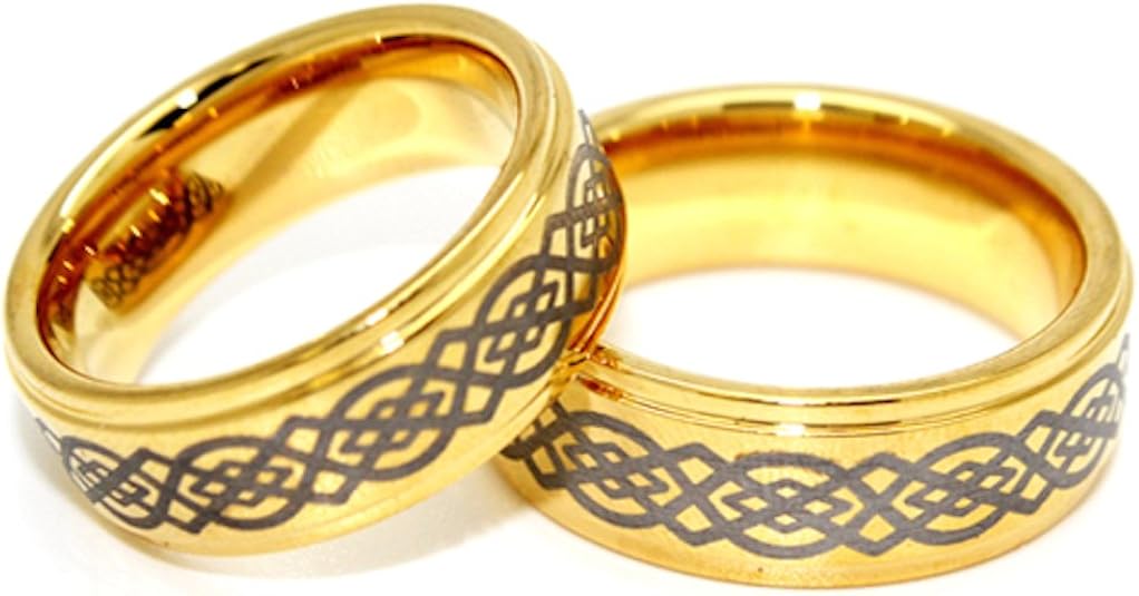 Matching 8mm Golden Colored Tungsten Celtic Knot Wedding