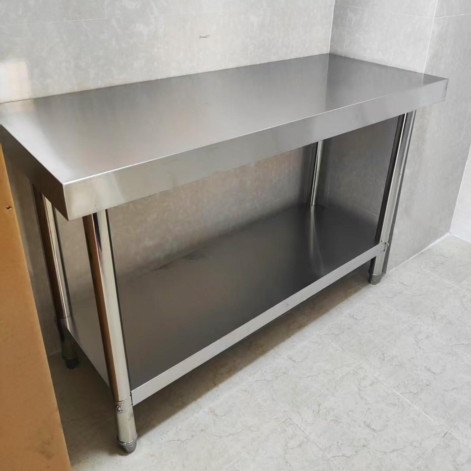 Vorbereitungstisch, 30" Küchenarbeitstisch aus Edelstahl - Gewerbliche Lebensmittelzubereitungsstation, 2-stufiger Metallinseltisch für Labore und Garagen, 120 x 70 cm (47,2 x 27,5 Zoll)