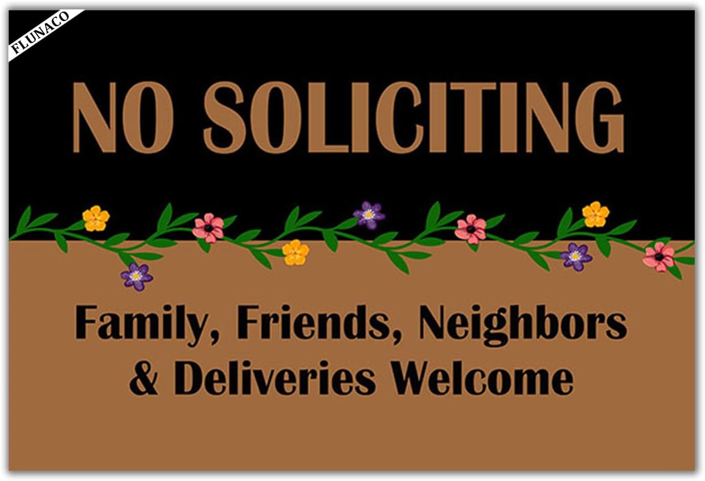 Funny Welcome Doormat Floor Mats No Soliciting Family, Friends, Welcome Kitchen Mat No Soliciting Sign Mats 23.6" x 15.7"