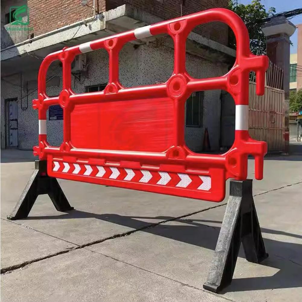 Verkehrsbarrieren, ausziehbare Mobile Sicherheitsschildabsperrung, 90 cm hohe Mobile Kunststoff-Schutzplanke, mobiler Bauzaun, Warnzaun, Straßenverkehrsabsperrung