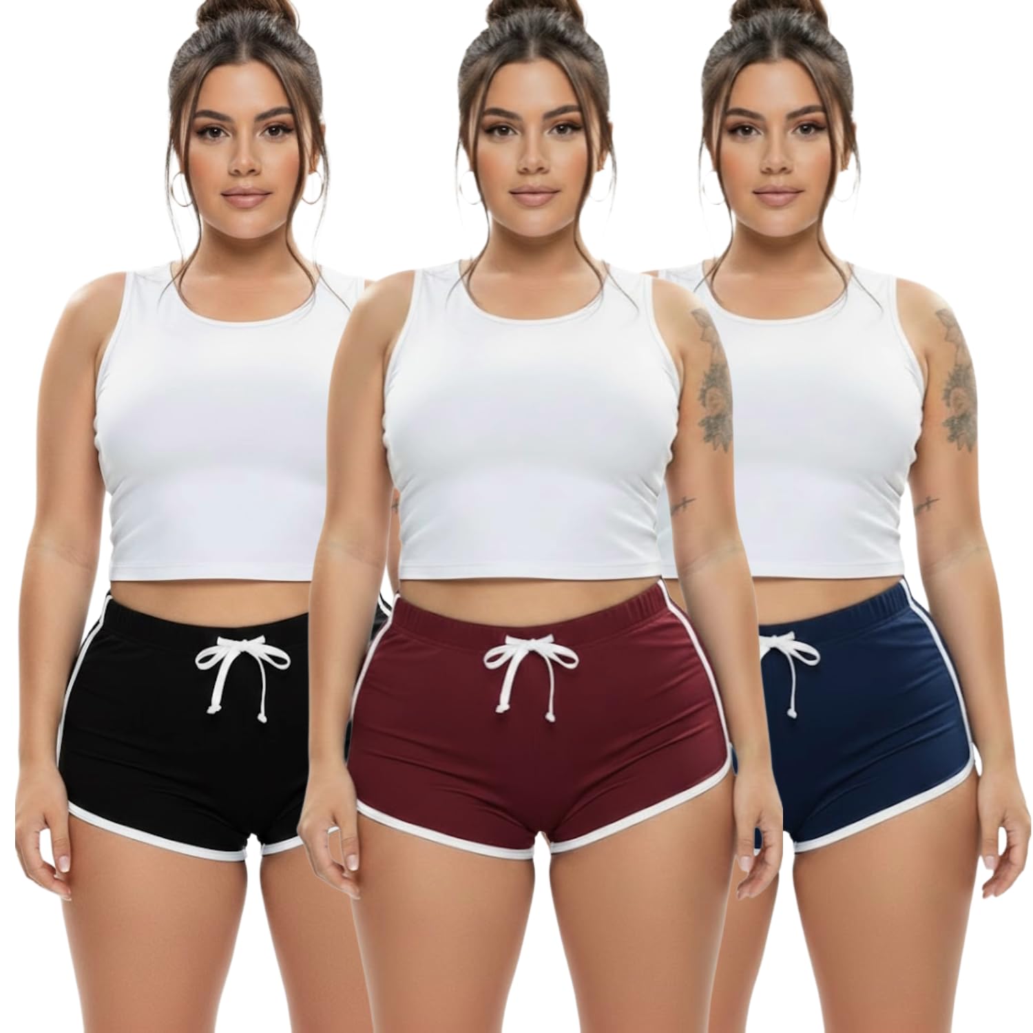 irana Womens Shorts Cotton High Waist Casual Summer Shorts for Women Stretchable Lycra Sports Gym Running Workout Yoga|Biker Shorts Cycling Shorts Comfortable Casual Wear Bottomwear-Pack of 3-picture-39