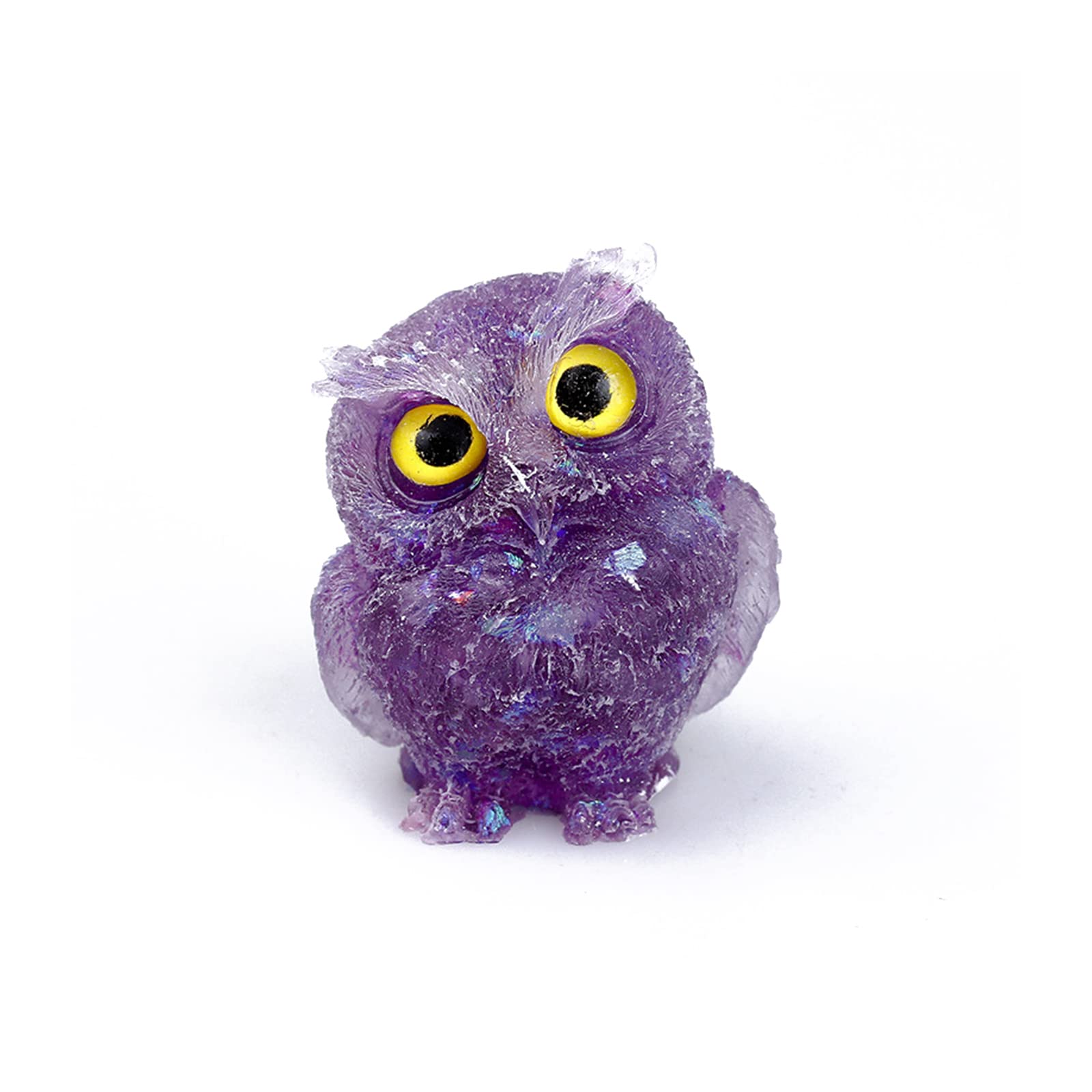 Purple Hand-Carved Natural Crystal Owl Statue, Reiki Healing Gemstone Animal Figurines Animal Carving Gemstone Statue Sculpture For Home Office Decoration Collectibles