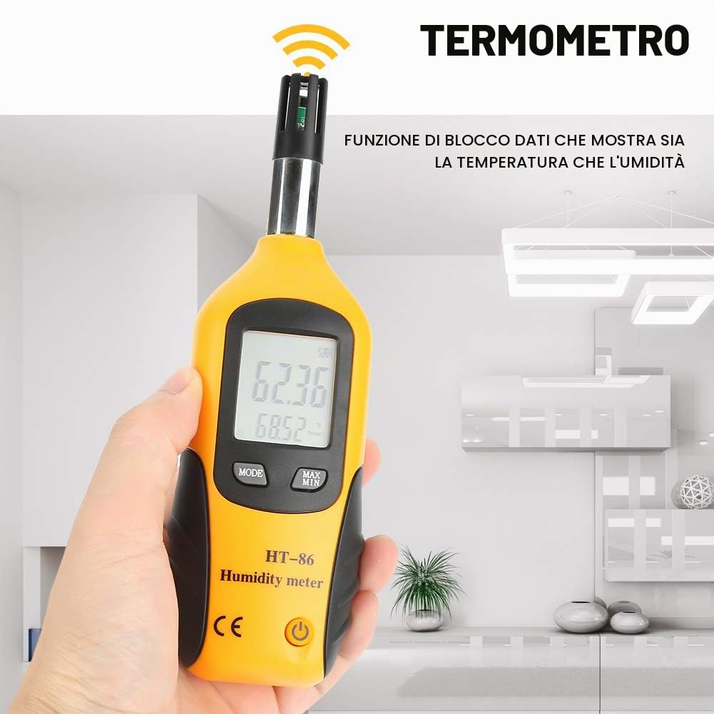 Akozon Tester Umidità, termometro igrometro, termometro digitale, igrometro, temperatura e umidità, misuratori di umidità con schermo LCD retroilluminato