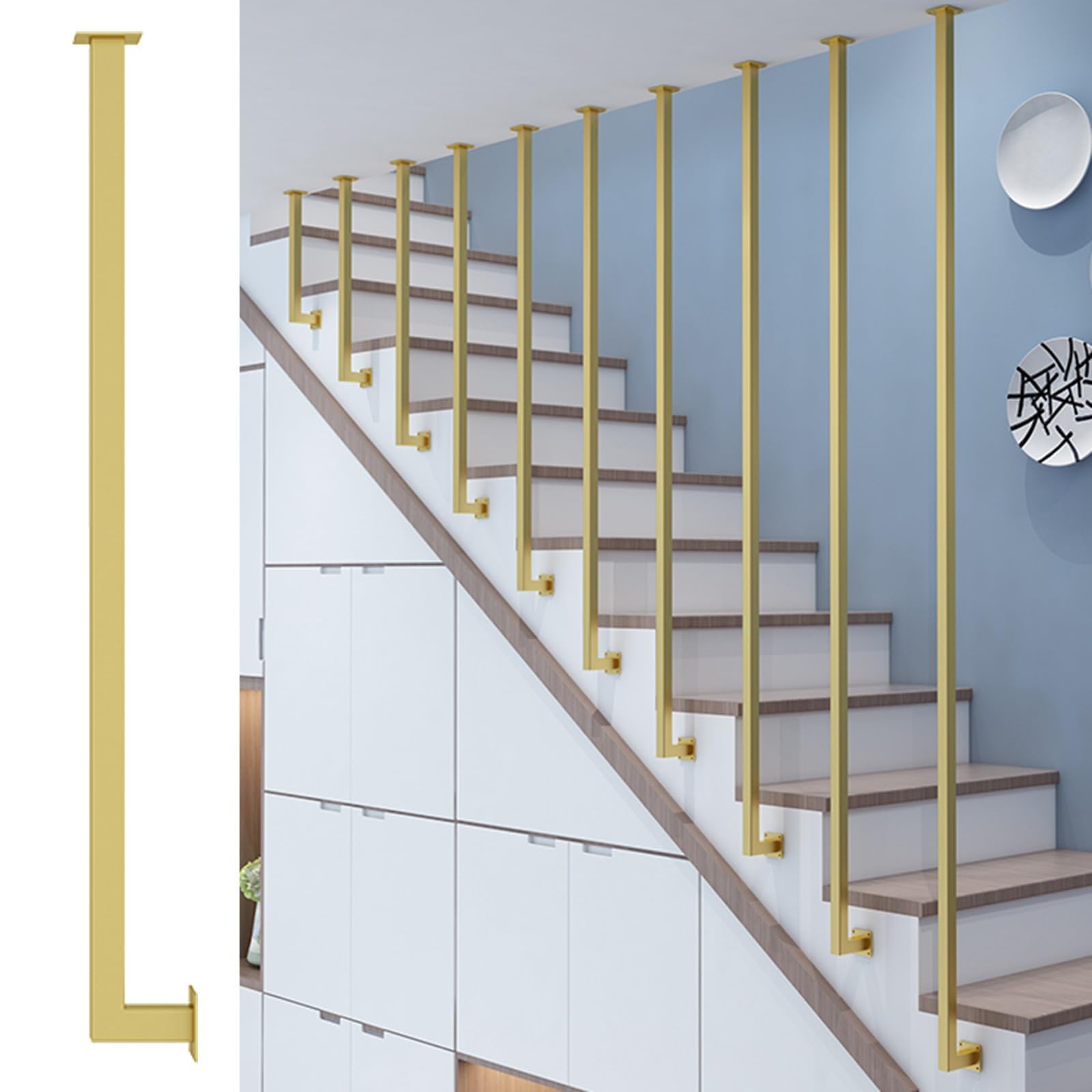 Gyeqxkt Gold(1 Pack) Metal Staircase Balustrade Posts Spindles For Attic Deck, Hallways, And Foyer Partition, Home Decor And Safety Protection