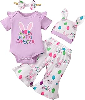 Baby Girl Easter Outfit Infant My 1st Easter Bunny Bell Bottom Clothes Set