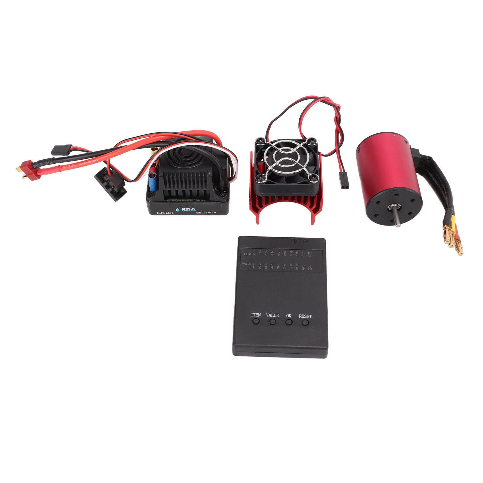 Silnik bezszczotkowy, do samochodu 1/10 RC, 3100kV, wysoka prędkość, wodoszczelna konstrukcja, 60A ESC z dyskiem grzewczym, w zestawie karta programowania