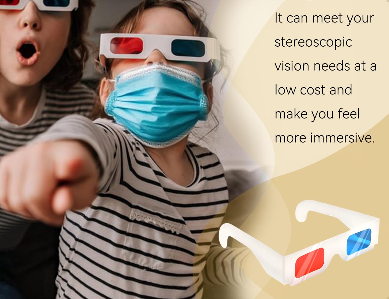 10 par okularów 3D, papierowe okulary stereo, czerwone i niebieskie soczewki, filmy 3D i dekoracje podróżne, używane do rozrywki domowej, sale szkolne, wystawy naukowe