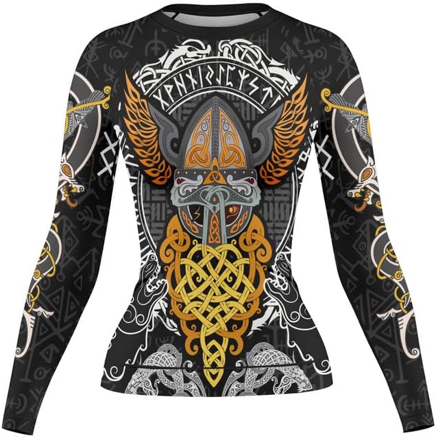 Viking Women's Rash Guard Shirts Long Sleeve Compression Fightwear Tops for BJJ MMA