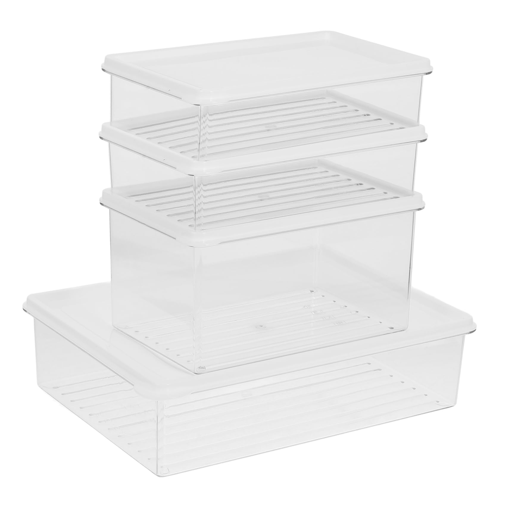 IMIKEYA Separadores Frigorifico 4 Contenedores Herméticos Reutilizables de Pet, Apilables y Fáciles de Limpiar, para Conservar Frutas y Verduras en Casa