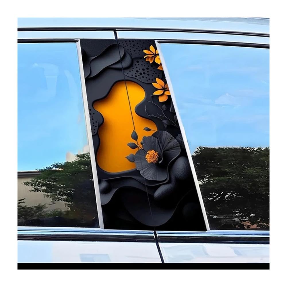 Decorative Items 2pcs Car Door Post Decals Floral Ornament Scratch Protection Sticker