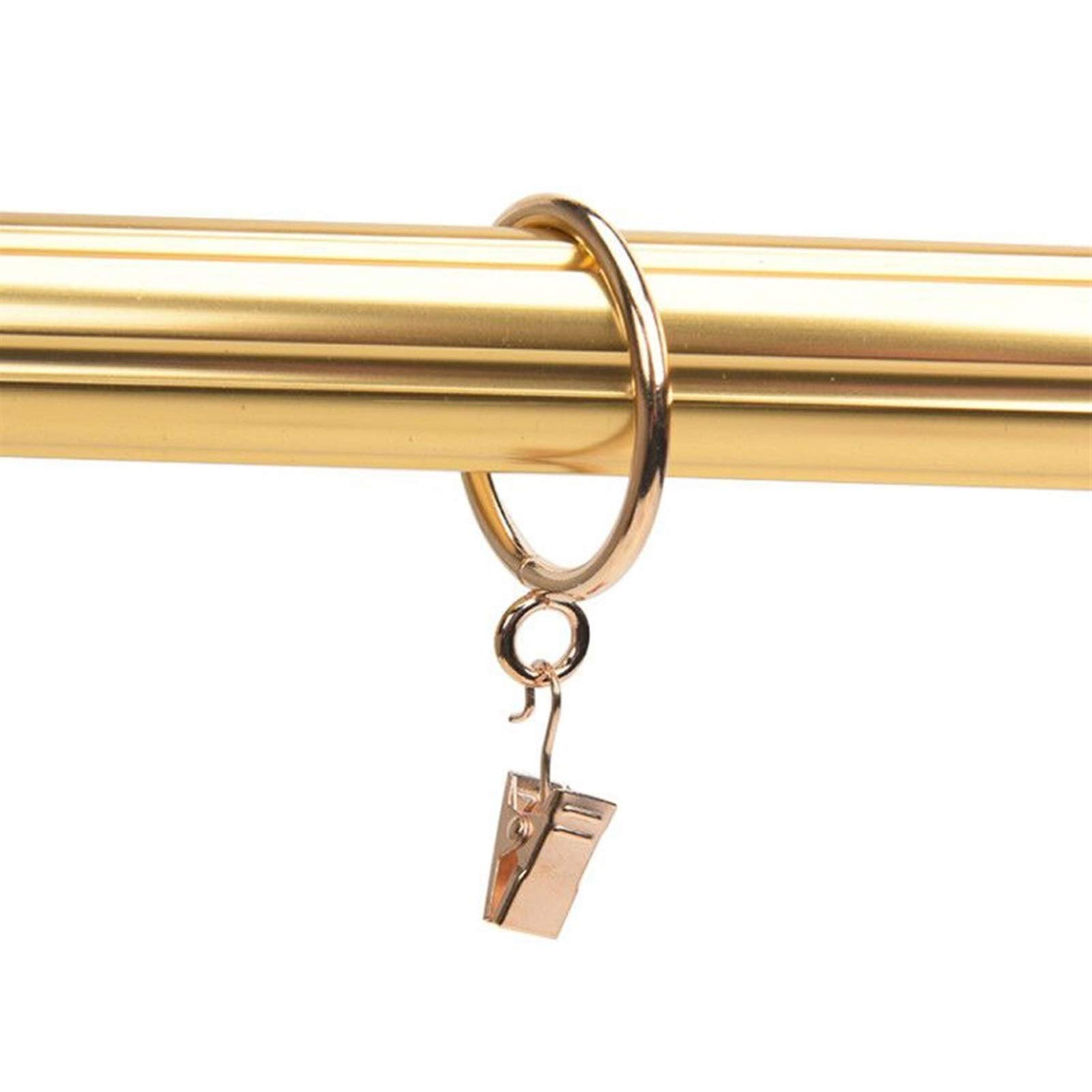 Anelli per Tende 50pcs Anello di Tenda Dorata con Clip, Doccia Anello Perforato, Accessori per Tende, Chiusura a Tenda, Gancio e Ciclo Ganci per Tenda Doccia Anelli