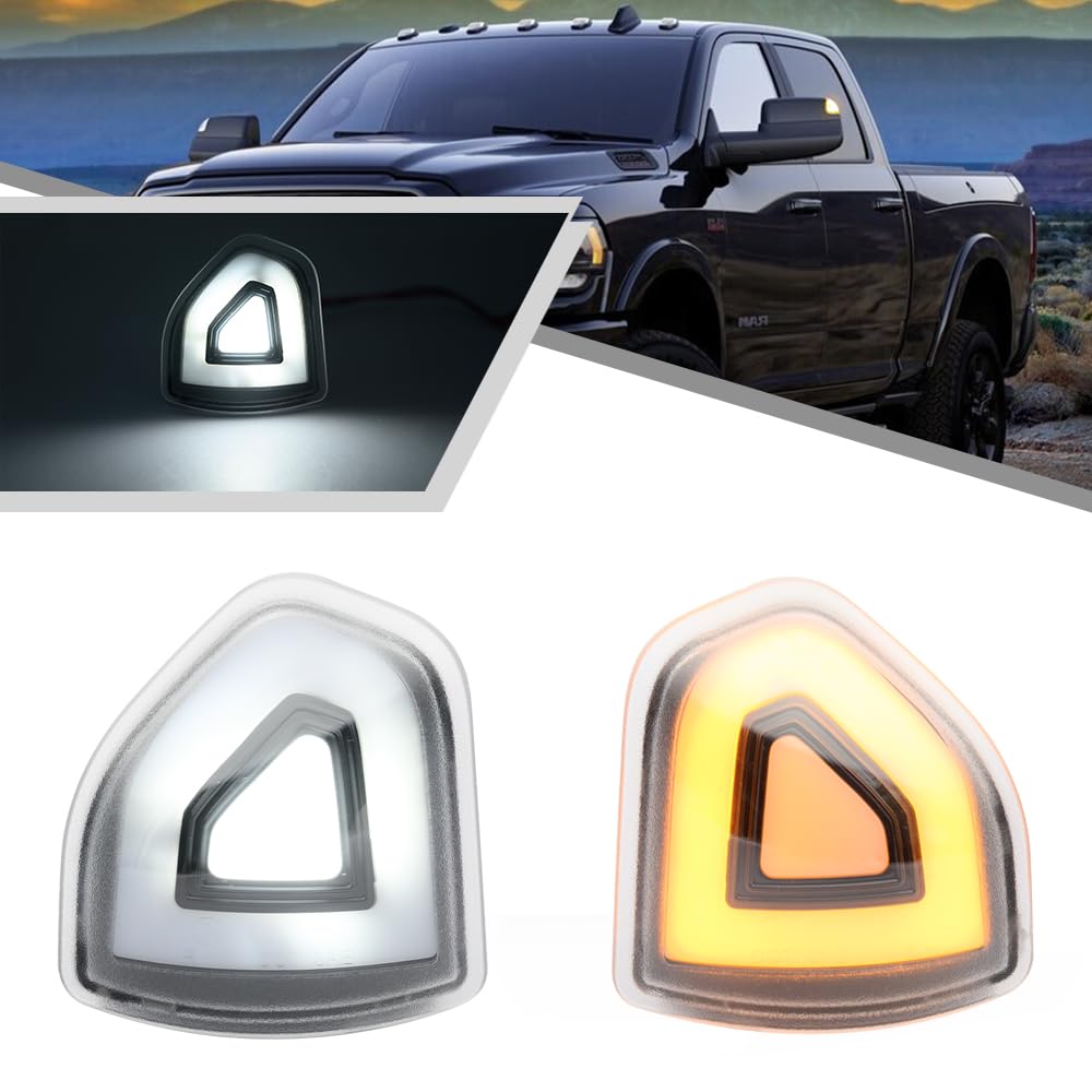 LED Side Mirror Turn Signal Lights For Ram 1500/2500/3500 2010-2023 - Amber, Clear Lens, Plug & Play