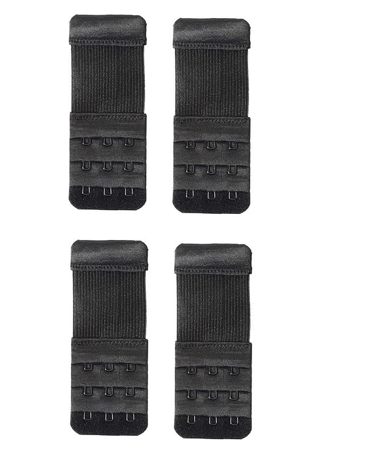 Bra Extender 3 Hook Soft Elastic Bra Extension Black Color Adjustable Comfortable Back Band Extender Pack of 4-image-47