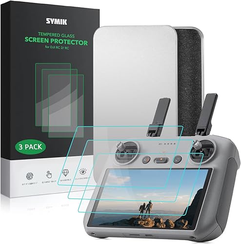 SYMIK Protectores de pantalla de vidrio templado Mini 3 Pro paquete de 3 para controlador DJI Mini 3 Pro RC cobertura de pantalla completa de borde