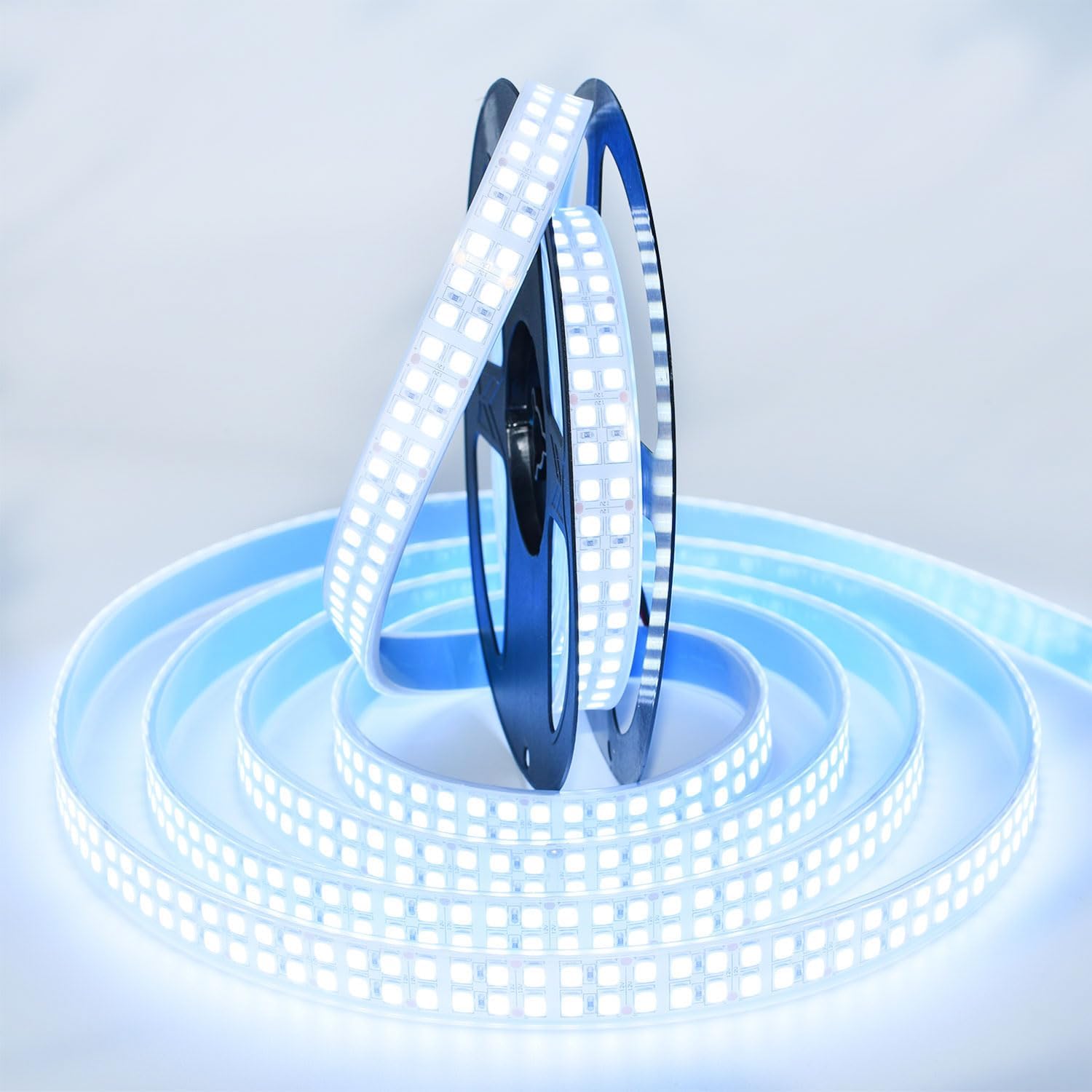 SUYOOULIN LED Lights Strip, Dimmable DC 12V 16.4ft SMD 5054 (5050 Upgraed) Double Rows 1200 LEDs 25000LM Tube Waterproof IP67 LED Ribbon for Home Kitchen Decoration (White 6500K)