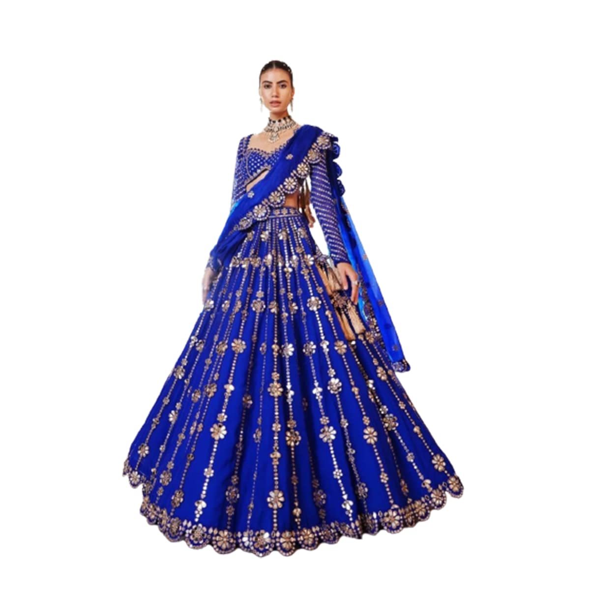 Women's Georgette Semi Stitched Lehenga Choli In Blue1 Colour Lehenga Choli ForWomen-SF108Ver-6-image-16