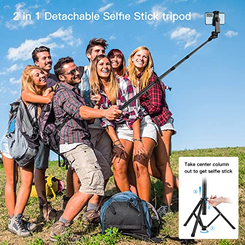 Image of 67 inch Phone Tripod Stand for Recording, Tall Tripod for Cell Phone with Remote, Portable Selfie Stick Tripod, Compatible with iPhone14 13 12 11 Max /Android /Camera
