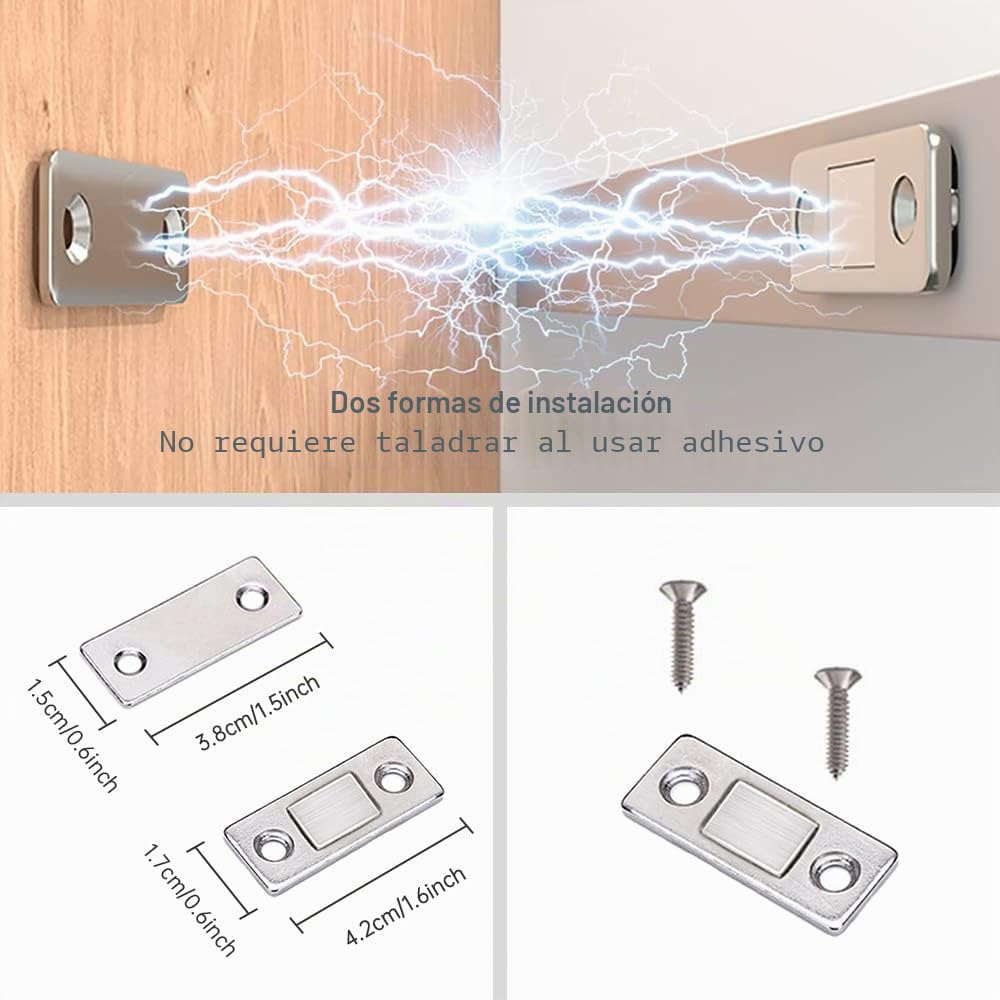 Imanes magnéticos fuertes para armario, 4 unidades, autoadhesivos, para muebles y acero inoxidable, cocina y ventanas