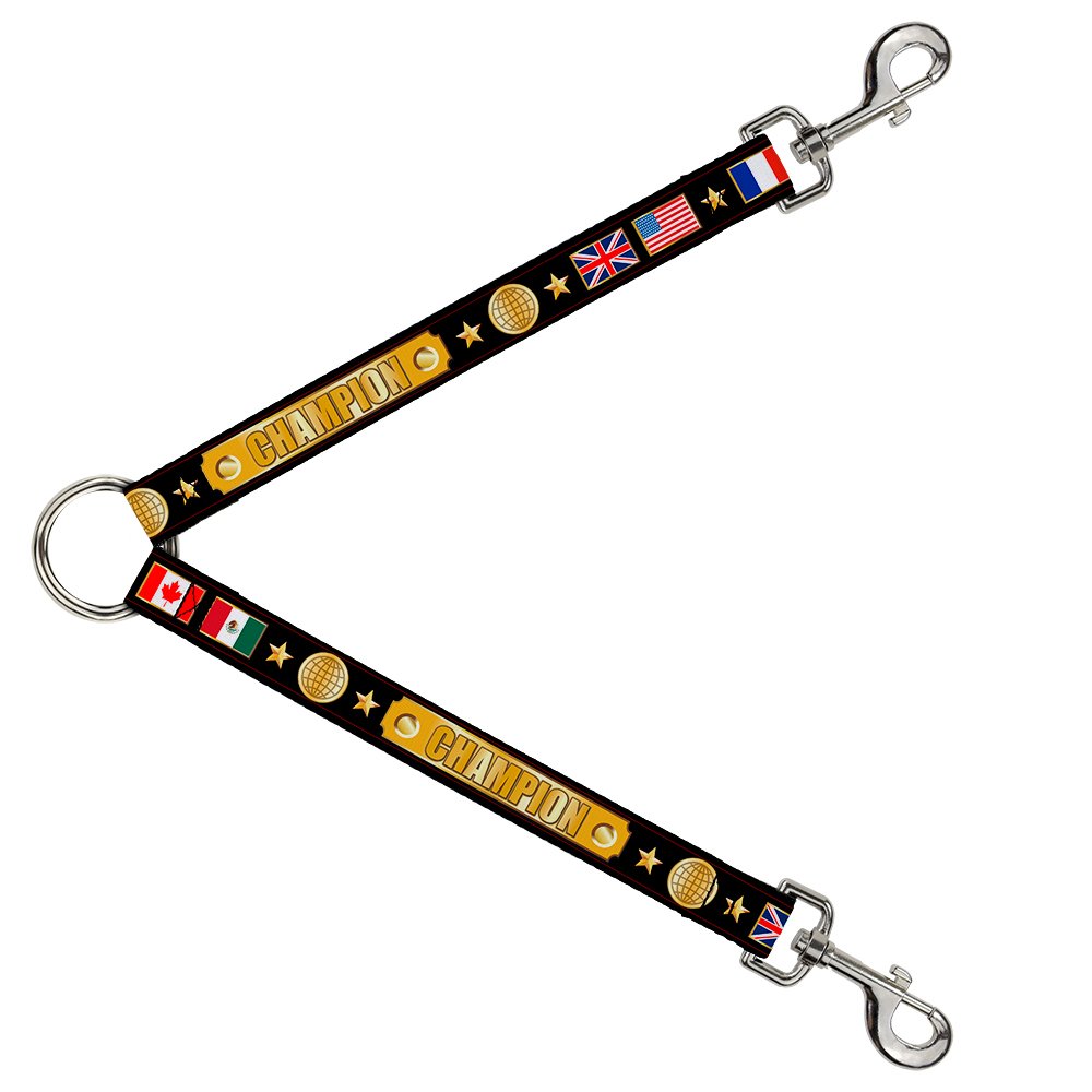 Cinturón de champán Buckle-Down DLS-W38112 negro y dorado con banderas estrellas