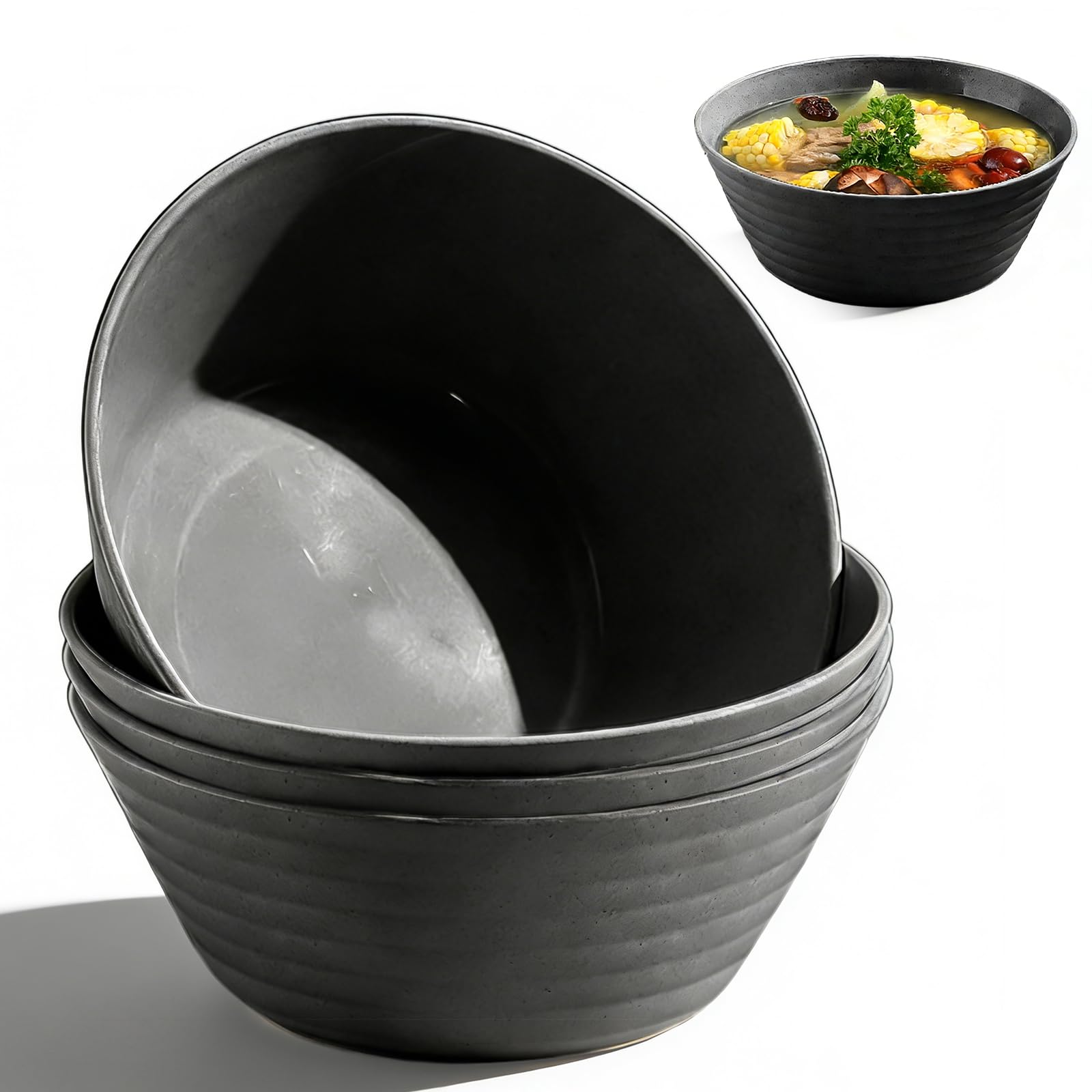 QYRDBGY 4 Stück Bowl Schüssel Plastik, 20 cm Schüsseln Salatschüssel Suppenschüssel Müslischalen Kunststoff Suppenschalen Schalen Bowls Mikrowellen Spülmaschinenfest für Suppe Pasta Salat Küche, Haushalt & Wohnen
