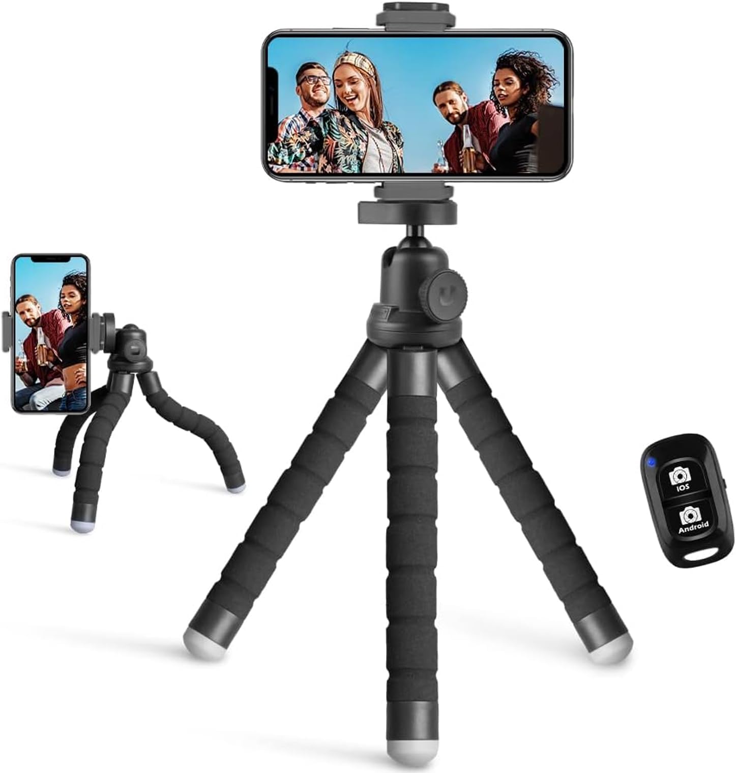 UBeesize Phone Tripod, Portable and Flexible Tripod with Wireless Remote and Clip, Cell Phone Tripod Stand for Video Recording(Black)