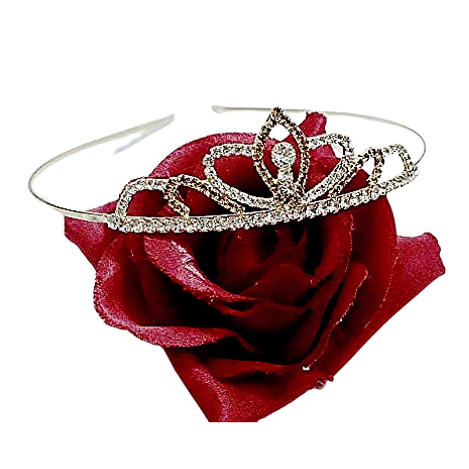DKBGolden Crystal Rhinestone Princess Hair Tiara Crown for Girls and Kids Same Design (Pack of-2)