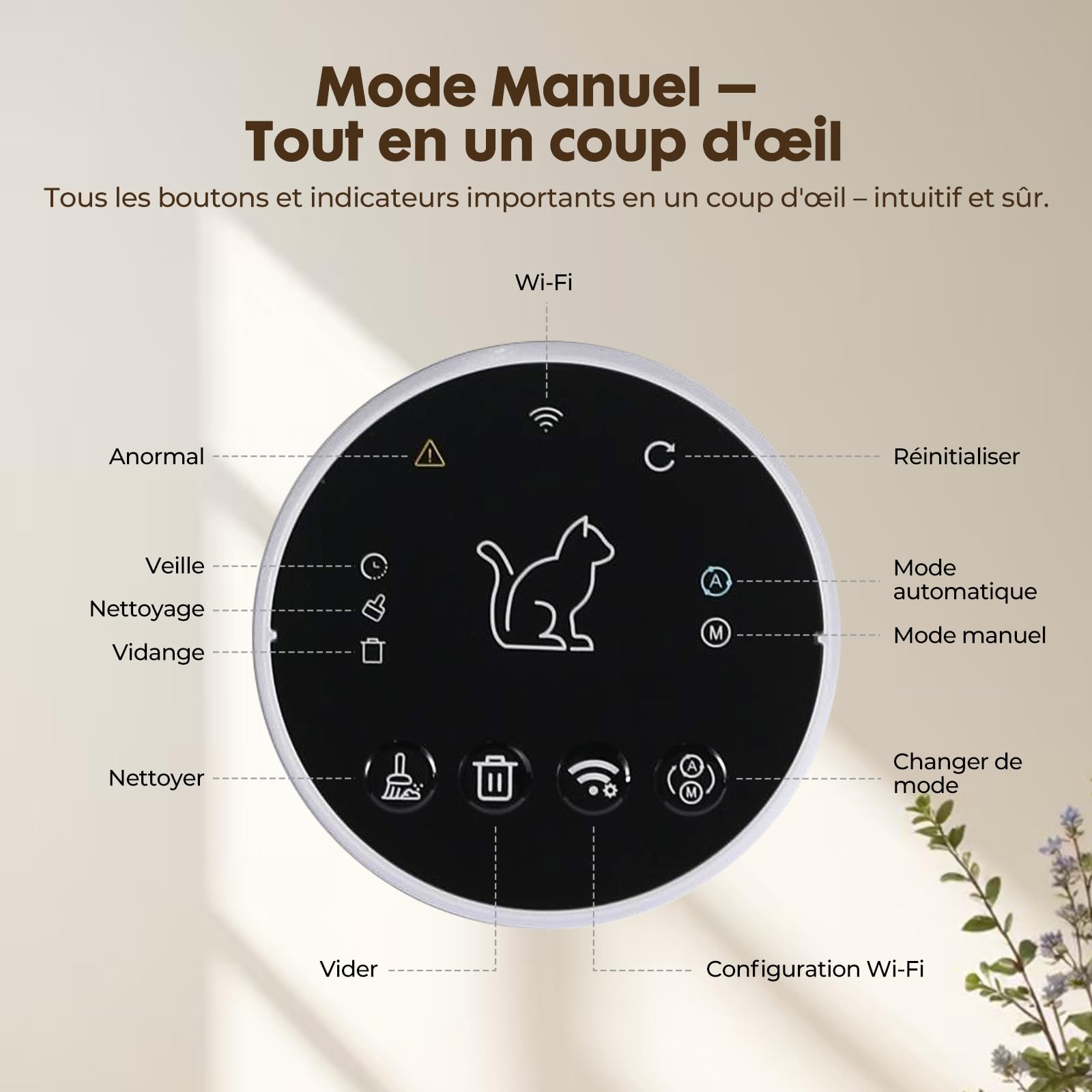 GTPLAYER Litiere Chat Autonettoyante 66L, Litière Automatique avec Contrôle APP, Anti‑Pincement, Éclairage LED 6 Couleurs, Bac Litiere pour Chat Inclus Tapis & Déodorant, pour Plusieurs Chats, Gris