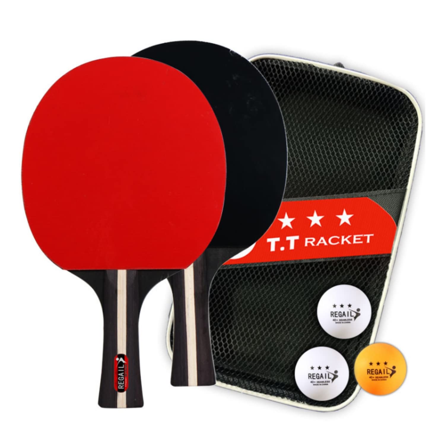 Arabest Ping Pong Paddle Set, Includes 2 Player Rackets, 3 Professional Table Tennis Balls, Portable Storage Case, Home Indoor or Outdoor Play, Advanced Spin, Control for Kids and Adults