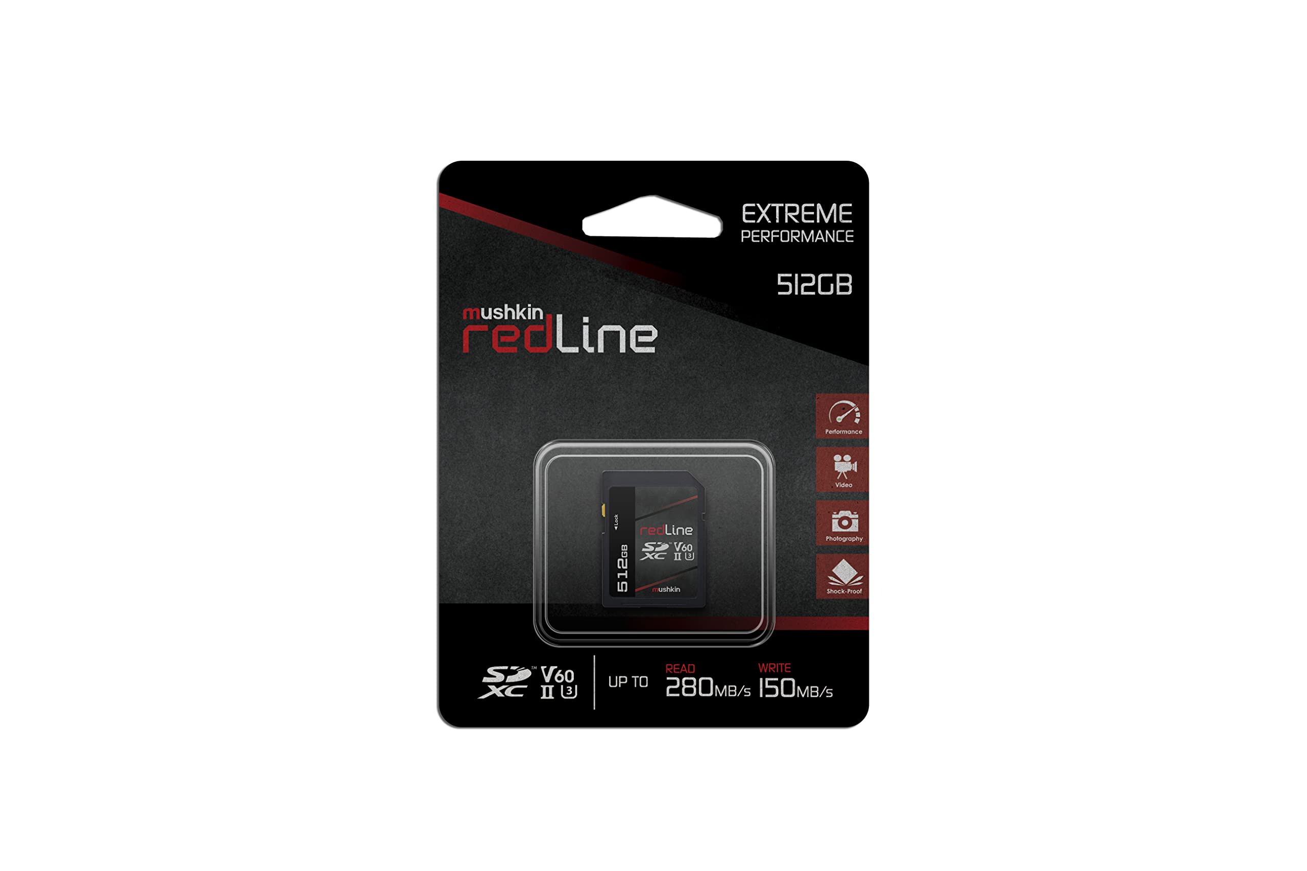 Mushkin Redline Media - Tarjeta SD Redline Media UHS-II V60 TLC de 512 GB