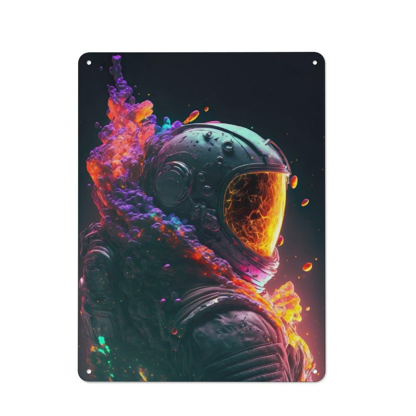 Junmoney Neon Explosion Astronaut Retro Metal Wall Sign 40X30cm With For Pub Or Café, A Housewarming Gift For Hospitality Wall Decor Collectors