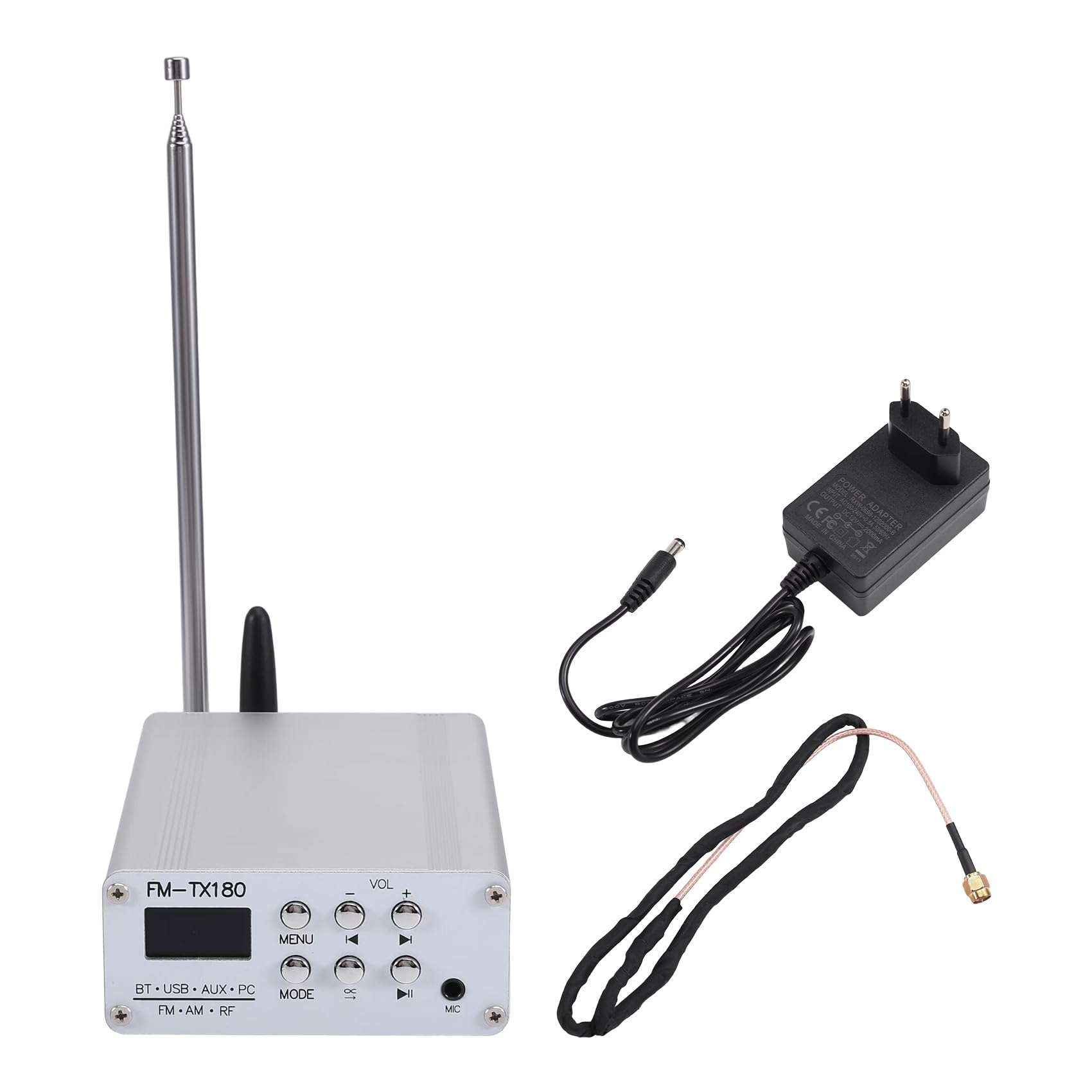 Émetteur FM Bluetooth Audio Émetteur sans Multifonctionnel avec Antenne AM Prise EU
