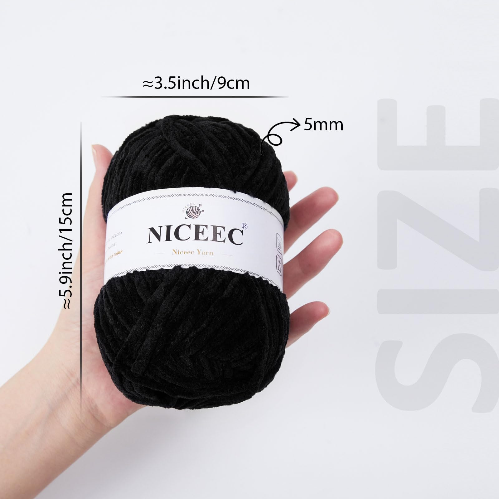 Soft Chenille Yarn For Knitting & Crochet - 3 Skeins (Cream White) - Light Worsted Weight, Perfect For Blankets & DIY Crafts - View #3