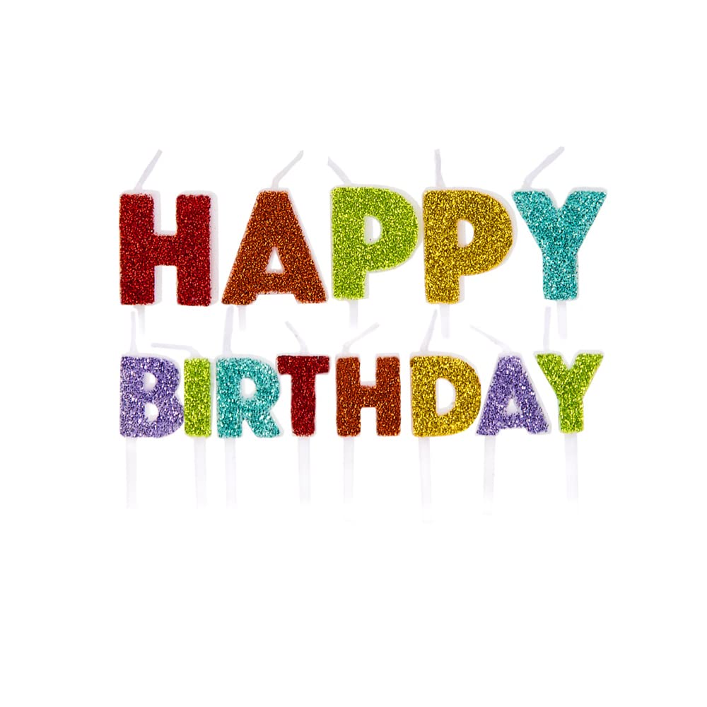 Anniversary House Happy Birthday Candles For Cakes, Rainbow Glitter Mix, Pack Of 13, Celebration Cake Topper Decoration, 7 Centimeters, AHC232