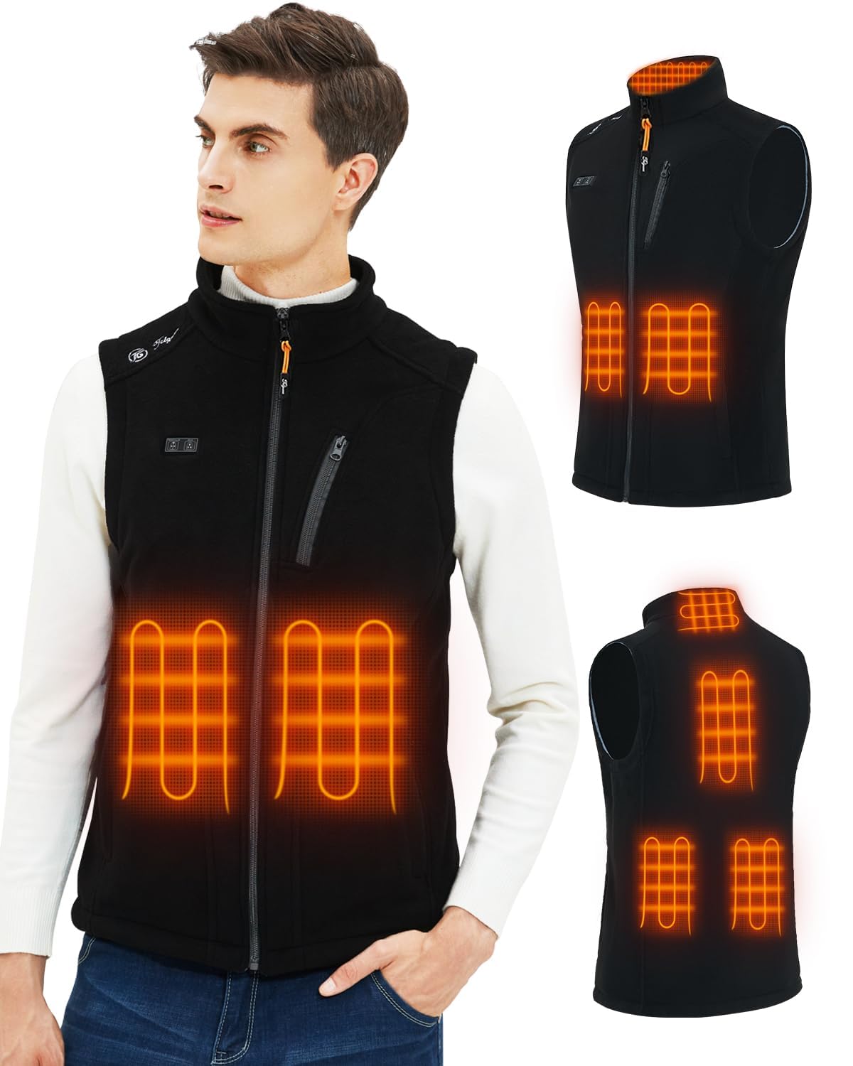 Telguua Giacche riscaldabili da uomo invernali giacca riscaldata elettrica carica cappotto riscaldante caldo ricaricabile e batteria da 14400 mAh per sci, moto, escursionismo