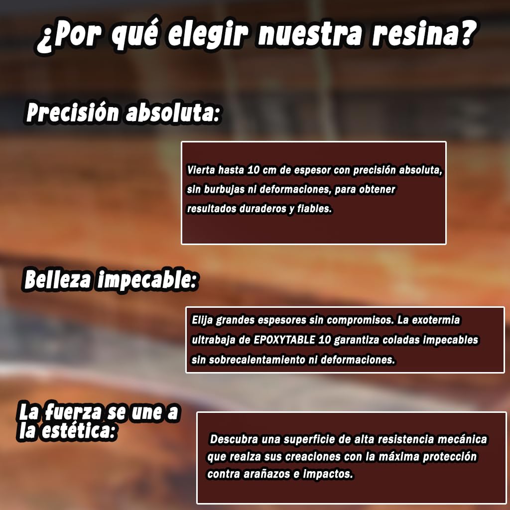 Resin Pro EPOXYTABLE 10 Resina epoxi para vaciados de hasta 10 cm, ideal para mesas de madera, vaciados grandes, obras de arte sin burbujas - 100% Made in Italy - 20 Kg