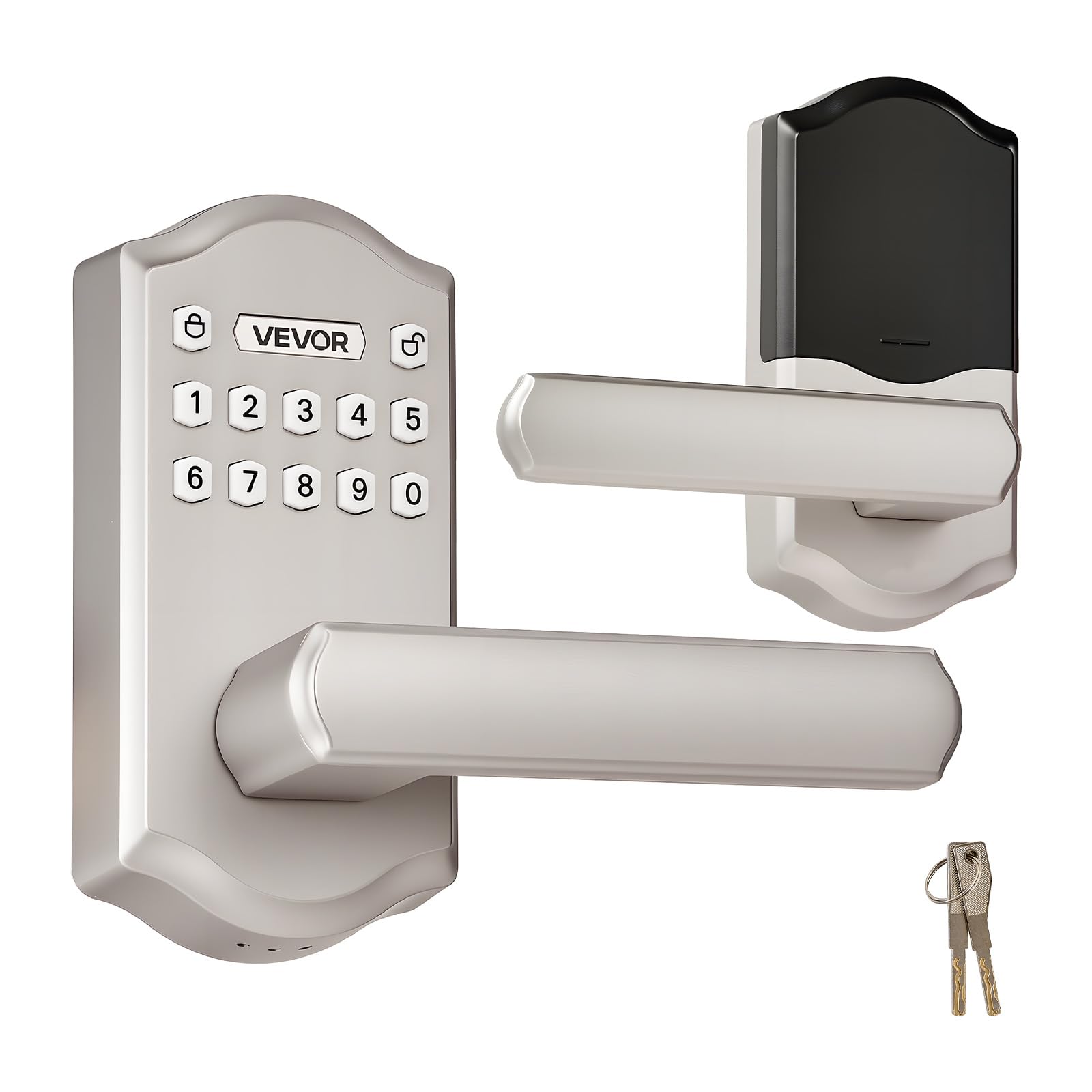 VEVOR Cerradura de puerta de entrada sin llave con asa, manija de puerta de palanca electrónica con teclado, códigos de usuario personalizables, entrada con llave, bloqueo automático, contraseña