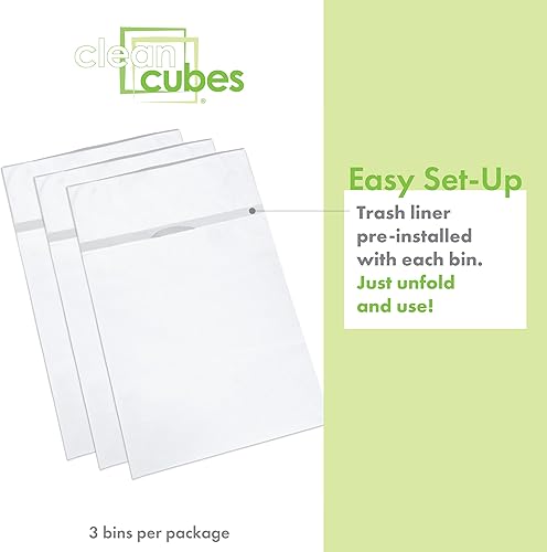 Miniatura 2 de Contenedores de basura desechables de 30 galones (paquete de 3) con bolsas de basura ajustables, contenedores de basura reutilizables y reciclaje